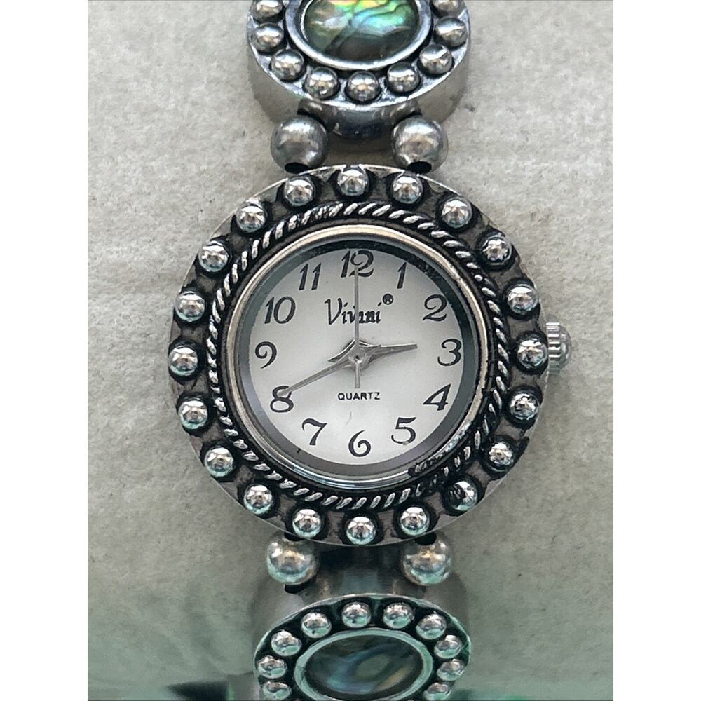 Vivani Silver Tone Abalone Tone Band Women’s Quartz Watch